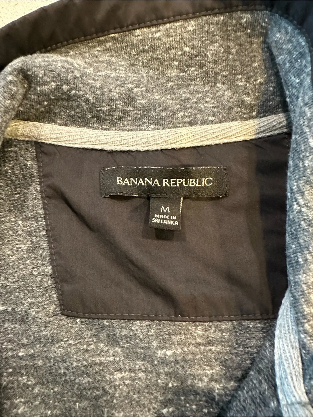 Banana Republic Gray Heathered Full-Zip Sweater with Black Accents